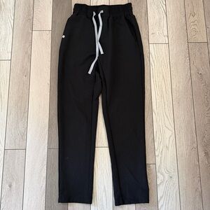 Figs Black Track Pants with White Drawstring